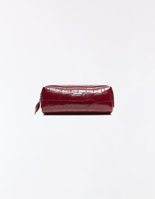 Bershka astuccio testurizzato a forma di astuccio portapenne bordeaux, 3 di 4