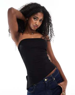 asymmetric bandeau top in black