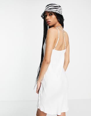 bershka white satin dress