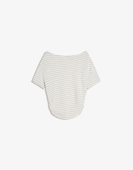 Bershka - Asymmetrisch T-shirt met print en korte mouwen in wit, 6 van 6