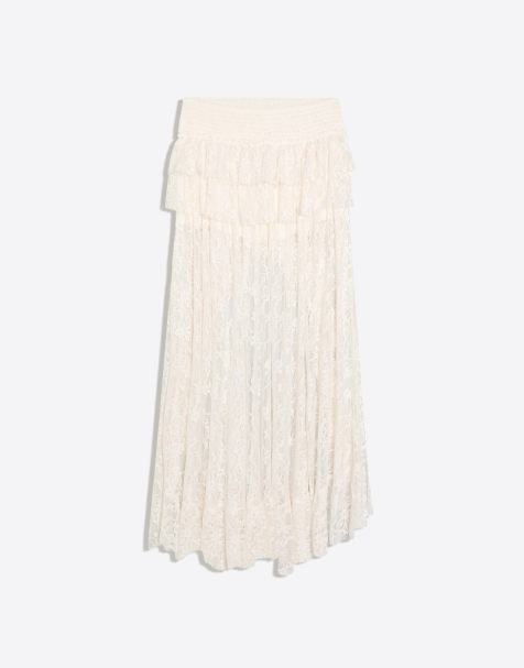 Bershka asymmetrisk blondemidinederdel i hvid - view 1
