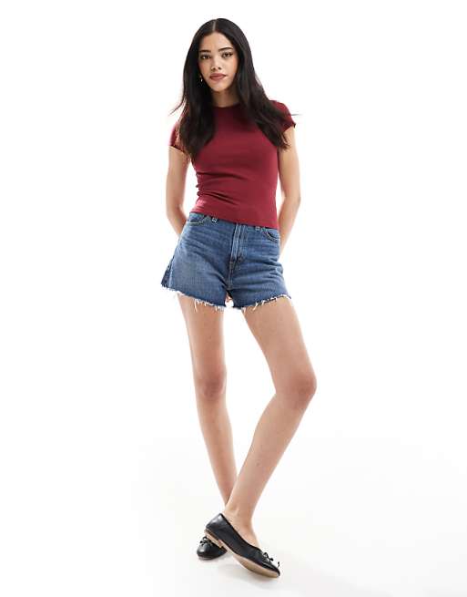 Bershka baby tee in cherry red | ASOS Bershka baby tee in cherry red | ASOS