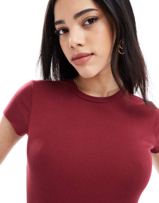 Bershka baby tee in cherry red