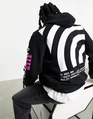 Bershka back print hoodie in black - ASOS Price Checker