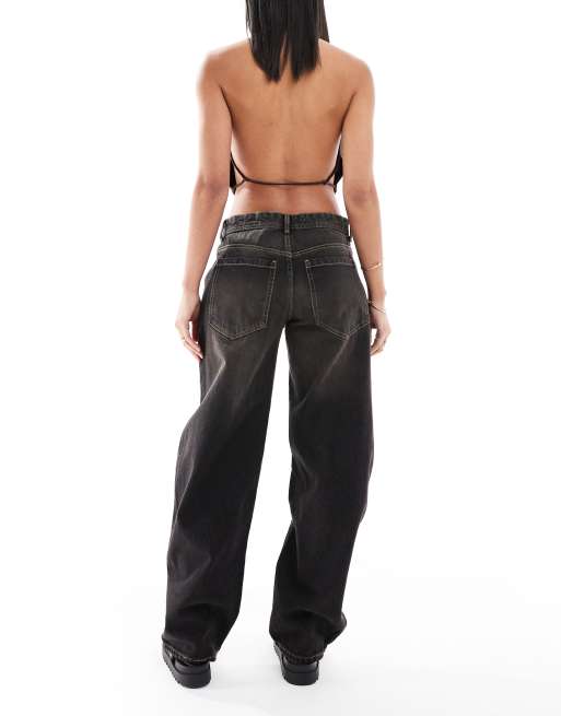 Bershka baggy balloon leg jeans in black