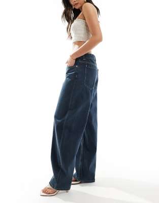 Bershka Baggy Balloon Leg Jeans In Blue