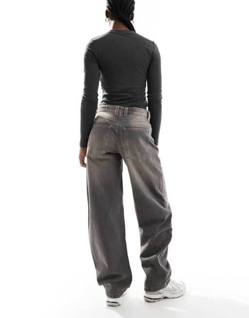 Bershka baggy balloon leg jeans in gray wash