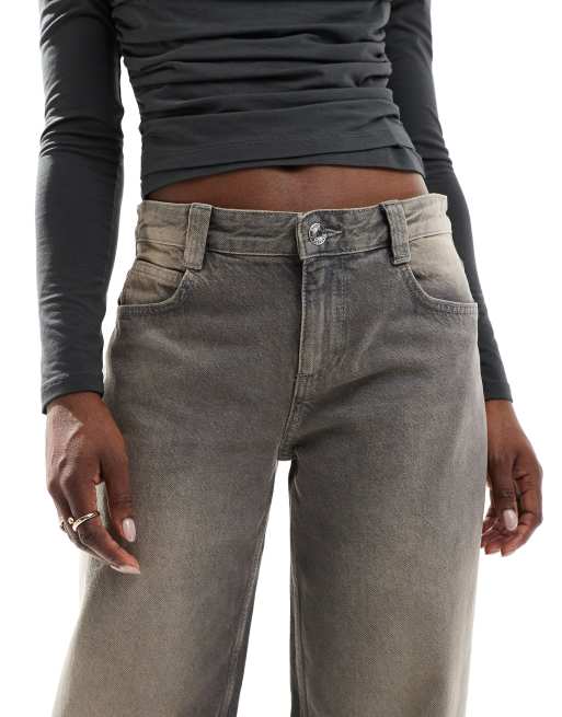 Bershka baggy balloon leg jeans in gray wash