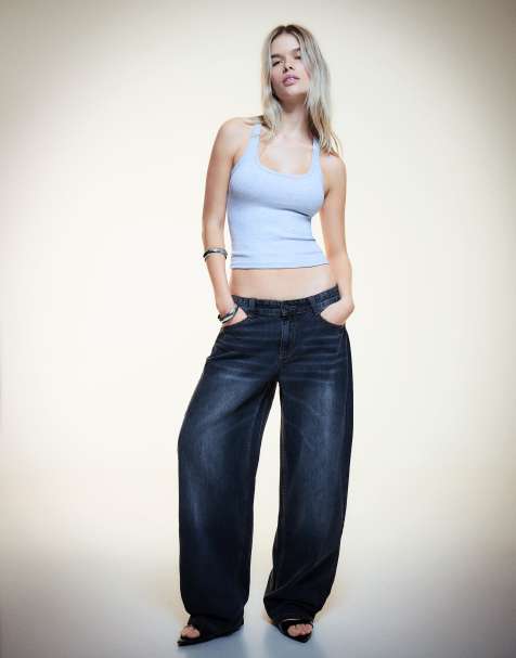 Bershka Baggy barrel jeans in grey - view 1
