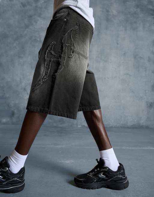 Bershka - Baggy bermuda short met patch in zwart, 4 van 4