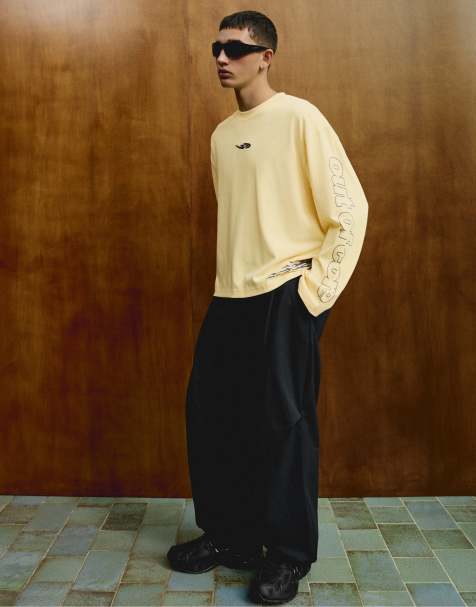 Bershka baggy broek met plooien in blauw - view 1