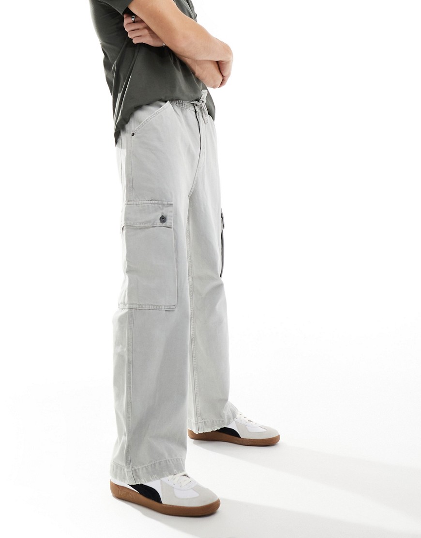 baggy cargo pants in washed gray