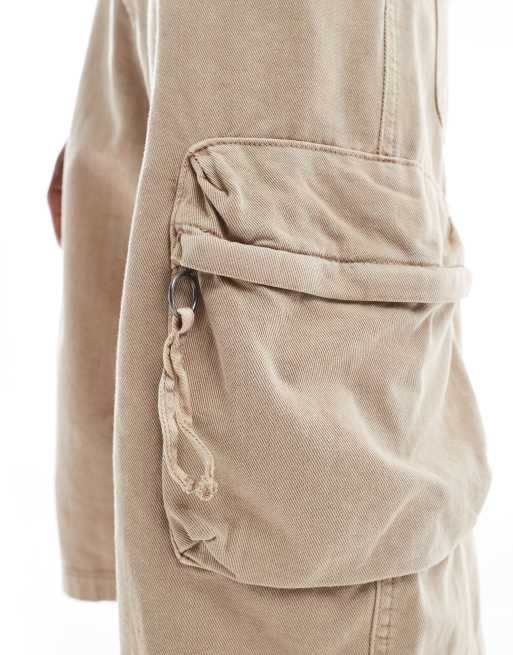 Bershka baggy cargo shorts in ecru