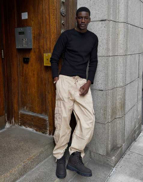 Bershka Baggy cargo trousers in beige - view 1