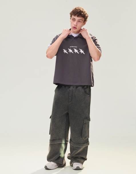 Bershka Baggy cargo trousers in grey - view 1