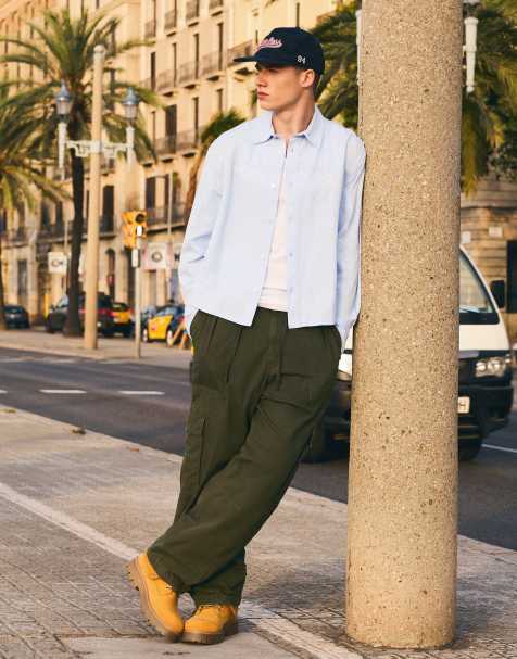 Bershka baggy cargobroek in kaki - view 1