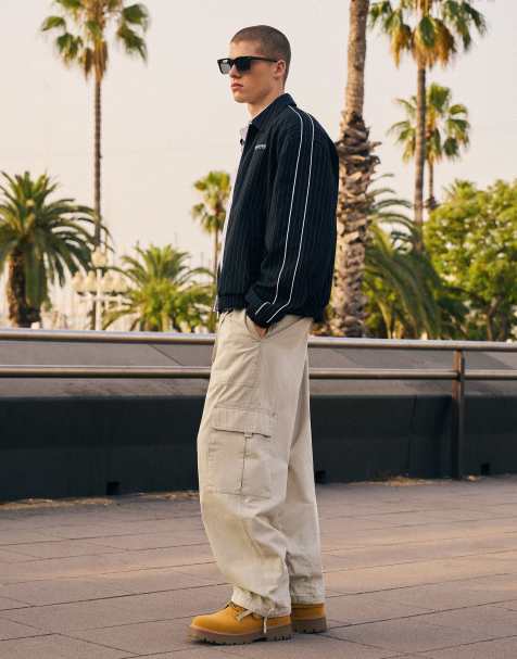Bershka baggy cargobyxor i beige - view 1