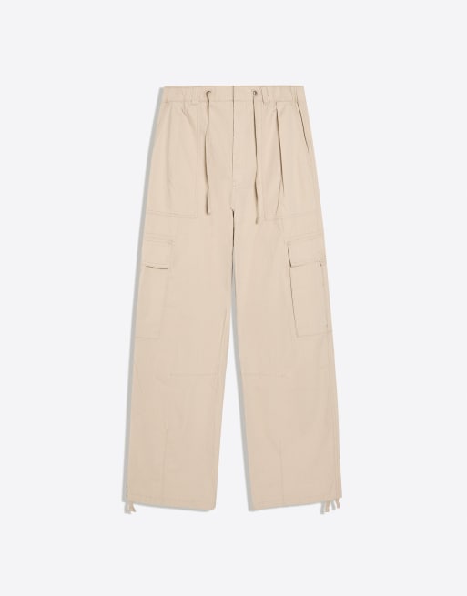 Bershka baggy cargobyxor i beige, 5 av 5