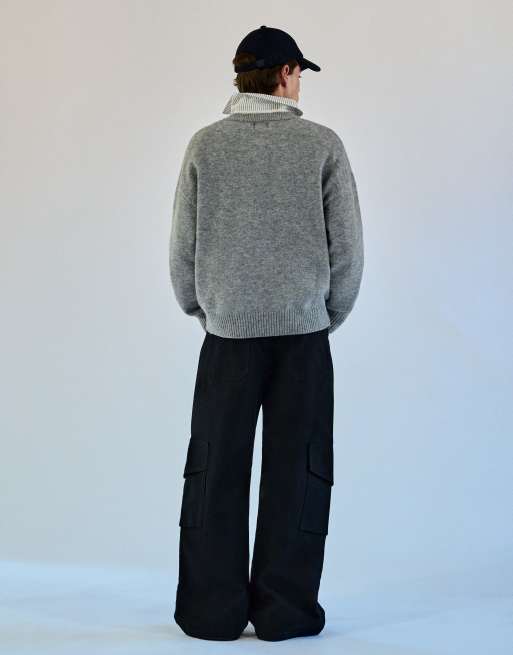 Bershka baggy cargobyxor i blått, 4 av 6