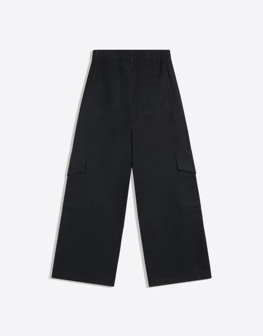 Bershka baggy cargobyxor i blått, 6 av 6