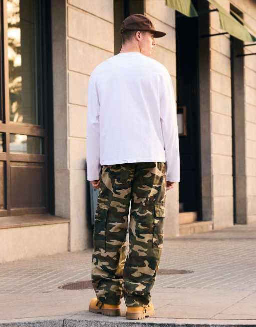 Bershka baggy cargobyxor i grönt, 3 av 5