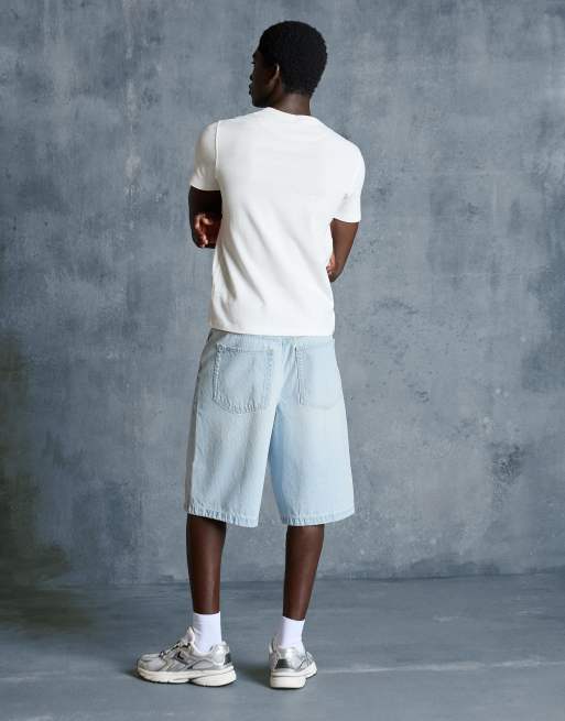Bershka - Baggy denim bermuda shorts in lichtblauw, 2 van 3