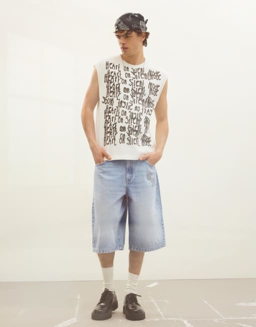 Bershka - Baggy denim bermuda shorts in lichtblauw, 3 van 4