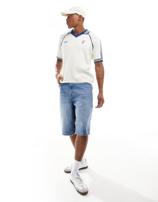 Bershka baggy denim casted jorts in blue