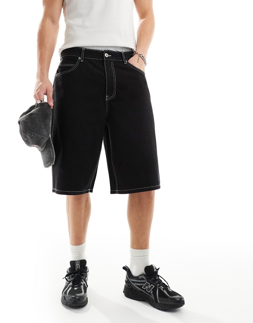 baggy denim shorts in black