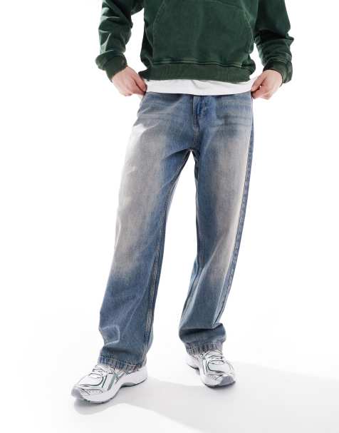 Bershka baggy fit jeans in washed blue - view 1