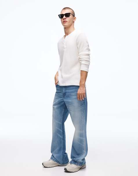 Bershka - Baggy flared jeans in middenblauw - view 1