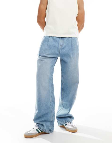 Bershka baggy jean with pleats in blue - view 1