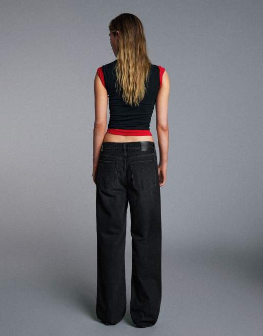 Bershka Baggy jeans in black, 3 of 5