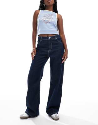 Bershka - Baggy-Jeans in Blau-Marineblau