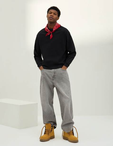 Bershka Baggy jeans in light grey
