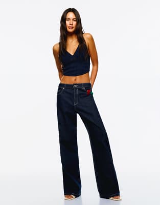 Bershka - Baggy-Jeans in Marineblau