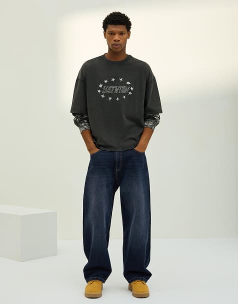 Bershka - Baggy jeans in marineblauw - view 1