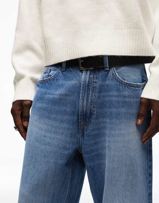 Bershka Baggy jeans in mid blue, 4 of 4