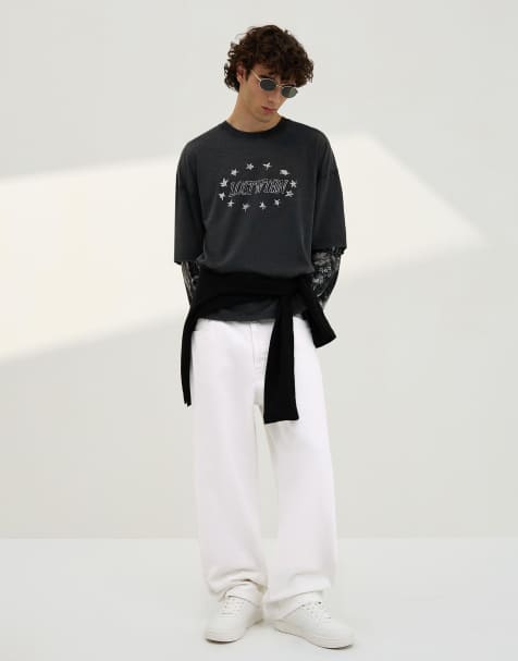 Bershka Baggy jeans in white - view 1