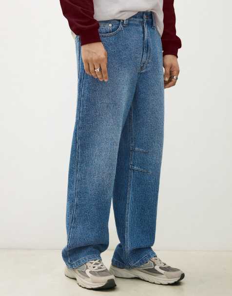 Bershka baggy jeans med struktur i mellemblå - view 1