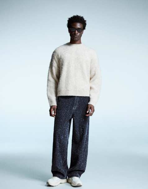 Bershka - Baggy jeans met borduursels in blauw - view 1