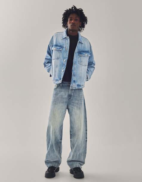 Bershka - Baggy jeans met borduursels in blauw - view 1