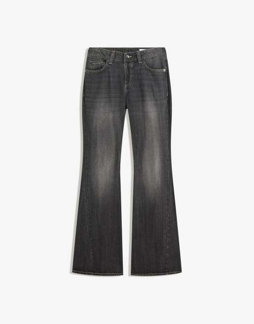 Bershka - Baggy jeans met flared pijpen in zwart met wassing, 3 van 4