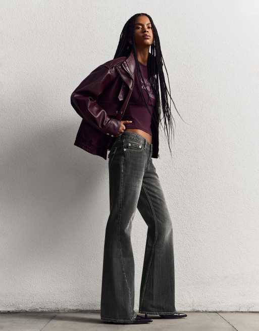 Bershka - Baggy jeans met flared pijpen in zwart met wassing, 4 van 4