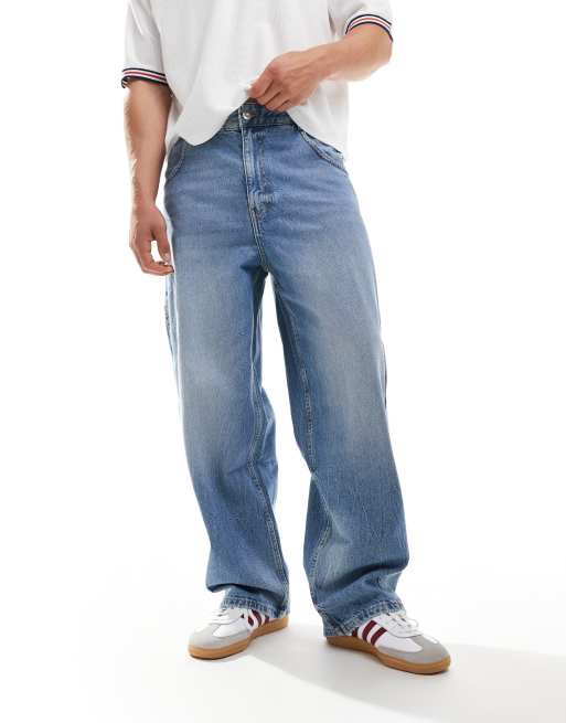 Bershka - Baggy jeans met gedraaide naad in blauw