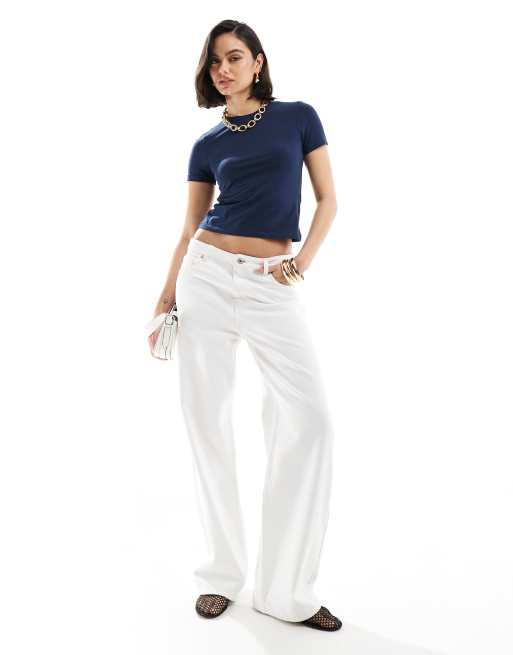Bershka - Baggy jeans met hoge taille in wit
