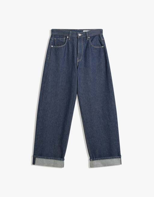 Bershka - Baggy jeans met omslag in blauw, 3 van 4