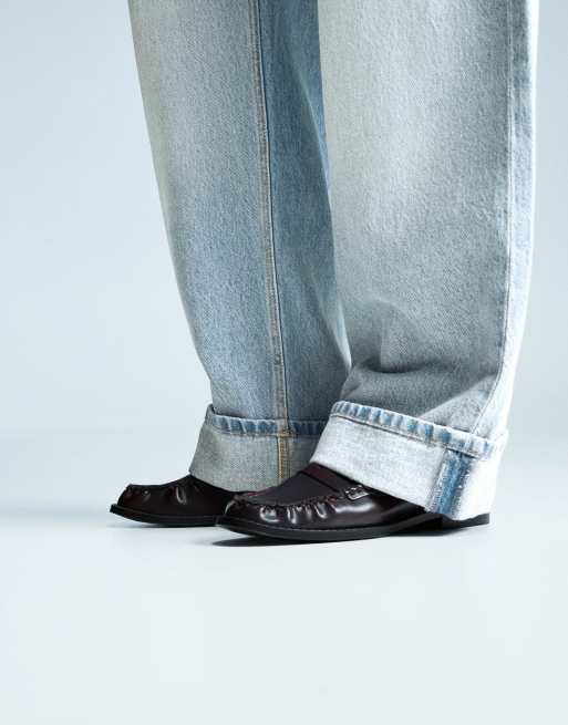 Bershka - Baggy jeans met omslag in lichtblauw, 4 van 4