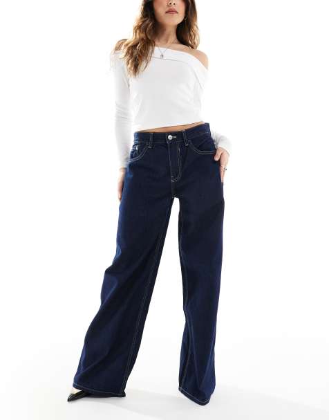 Bershka - Baggy jeans met wijde pijpen in indigo - view 1