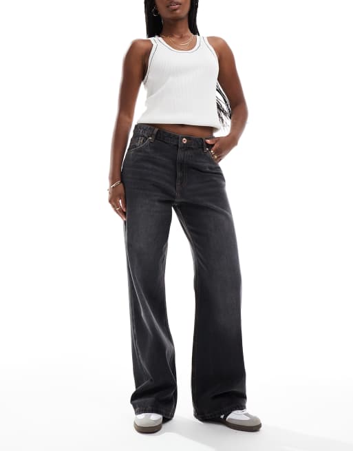 Bershka - Baggy jeans met wijde pijpen in zwart